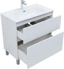 Тумба под раковину Aquanet Вега 80 напольная, белый глянец, 344123