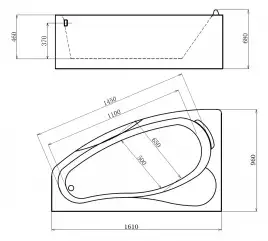Акриловая ванна Gemy G9046 K L 161х96 с гидромассажем, левая