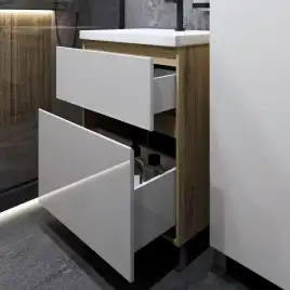 Тумба с раковиной FAURAplus Аврора 60-2, напольная (Раковина Classica 60) Фасад Белый