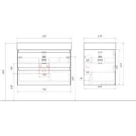 Тумба с раковиной подвесная Aqwella Geometria 80 GE01082WM, с двумя ящиками, цвет белый