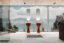 Раковина напольная ABBER KRISTALL 45х45х90 AT2703Opal, круглая, коричневая