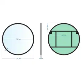Зеркало AVS Мид 77 см рама металл, черное