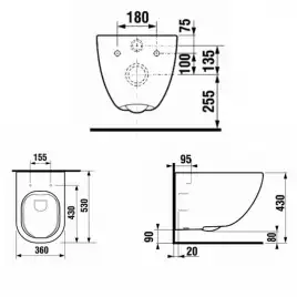 Подвесной унитаз Laufen Basal Combipack 8.66E1.0.000.000.1, безободковый, с тонким сиденьем микролифт