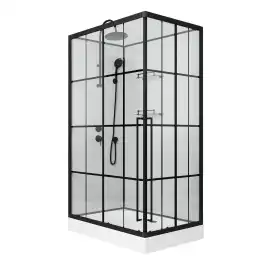 Душевая кабина Niagara Standart 120х80 ST120/80/15QL/KL/BKT низкий поддон, черный профиль, стекло прозрачное