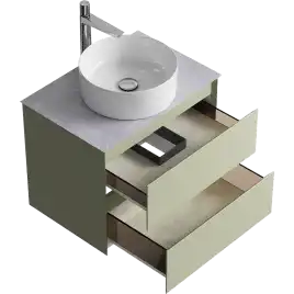 Тумба с раковиной подвесная Aqwella Geometria 65 GE01652SH+STG662X476GS, со столешницей серый камень, цвет зеленый шалфей