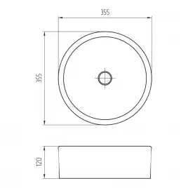 Раковина AVS Art Basin 35,5x35,5 801-0201-d36MB+Д/К. черная с донным клапаном