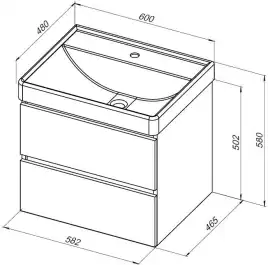 Тумба под раковину Aquanet Вега 2.0 60 маренго, подвесная, 337947