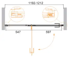 Душевая дверь Cezares BELLAGIO 120 см, BELLAGIO-B-12-120-C-NERO, профиль Черный, стекло Прозрачное