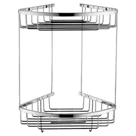 Полка угловая AVS Cesta, 20х20 см, хром, двухъярусная, с крючками