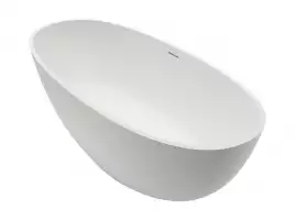Ванна из искусственного камня Azario CLOVIS 170х85 CLO17085S, свободностоящая, с белым матовым донным клапаном, белая матовая