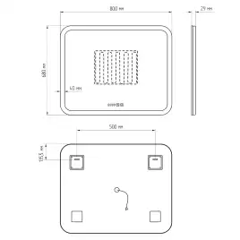 Зеркало с подсветкой AVS Байкал 80x68 см, часы и антипар