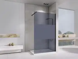 Душевая перегородка Abber Immer Offen 120 см, AG69120BT, профиль Черный, стекло С шелкографией