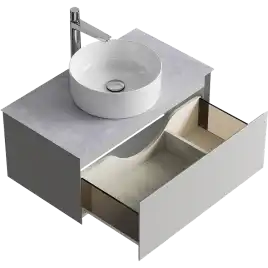 Тумба с раковиной подвесная Aqwella Geometria 80 GE01081ST+STG814X476GS, со столешницей серый камень, цвет серый туман