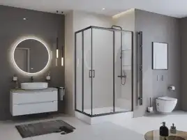Душевой уголок BelBagno UNO-195-AH-2-120/90-C-NERO стекло прозрачное, профиль Черный матовый