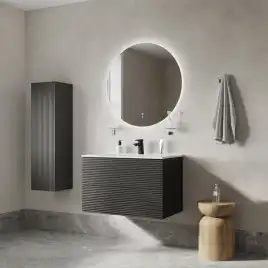 Тумба с раковиной IDDIS Bild 80, подвесная, Темно-серый, BIL80G0i95K