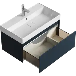 Тумба с раковиной подвесная Aqwella Geometria 80 GE01081GRM, с одним ящиком, цвет серый