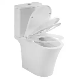 Унитаз-компакт Azario VISE AZ-1343BT напольный, безободковый, в комплекте с бачком и сиденьем микролифт, Белый глянцевый
