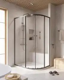 Душевой уголок CEZARES RELAX-304-RH-2-120/90-C-GM прозрачное стекло, профиль Оружейная сталь