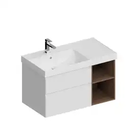 Тумба под раковину Kerama Marazzi CUBO 90 см, CUB.90.2Lh\WHTM.N подвесная, Белая матовая