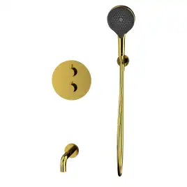 Душевая система для ванны WHITECROSS Y gold YSET10TOPGL, термостатическая, скрытого монтажа, Золото глянцевое