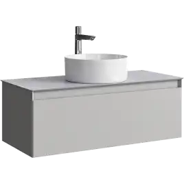 Тумба с раковиной подвесная Aqwella Geometria 100 GE01101ST+STG1014X456GS, со столешницей серый камень, цвет серый туман