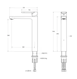 Смеситель для накладной раковины Cezares STYLUS-LC-IN-W0, Сатин