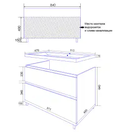Тумба с раковиной Azario Мила 90 CS00089953, напольная, Белая глянцевая