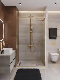Душевая дверь CEZARES LUX-B-FS-11-120-C-BORO прозрачное стекло, профиль Брашированное золото