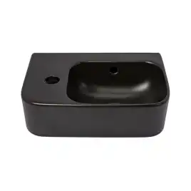 Рукомойник AVS Грэйс 37x25 R, черный матовый с донным клапаном