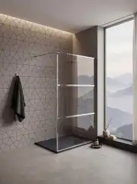 Душевая перегородка Aquanet 100x200 SW-1000CT профиль хром, прозрачное стекло