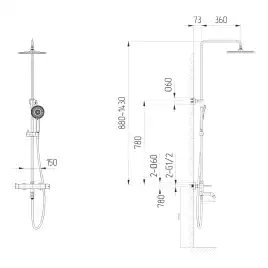 Душевая система AVS Slimmer 811-122-BG, брашированное золото