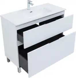 Тумба под раковину Aquanet Алвита New 100 напольная, белый матовый, 344135