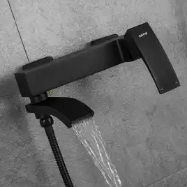 Смеситель для ванны Gappo G3207-6 с коротким изливом, Черный матовый
