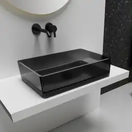 Раковина накладная ABBER KRISTALL 60х40х15 AT2803Onyx, прямоугольная, черная