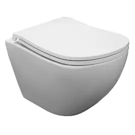 Подвесной унитаз Azario Etera AZ-118E-UQ3 безободковый, смыв Торнадо, в комплекте с сидением микролифт, Белый глянцевый