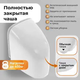 Подвесной унитаз Grossman GR-4497SQC безободковый, смыв торнадо, Белый глянцевый