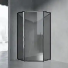 Душевой уголок AVS Трапеция Слим 100x100 профиль черный матовый, стекло черное, 803-0001-195-1010-BM-B