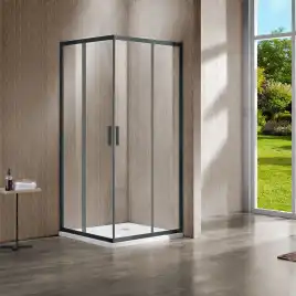Душевой уголок Vincea Garda 110х110 VSS-1G1111CLGM, дверь раздвижная, профиль вороненая сталь, стекло прозрачное