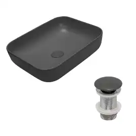 Раковина AVS Розали 50x39 темно-серая матовая с донным клапаном