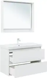 Тумба под раковину Aquanet Милан 100 белый глянец, подвесная, 336370