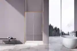 Душевая дверь Vincea Slim-N 140 VDS-4SN140CLG, раздвижная, профиль брашированное золото, стекло прозрачное