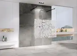 Душевая перегородка Abber Immer Offen 100 см, AG68100BF8, профиль Черный, стекло Прозрачное