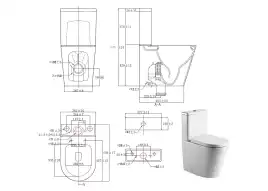 Унитаз-компакт напольный Aquatek ОБЕРОН безободковый с бачком AQ1273S-00 591*362*820, горизонтальный выпуск,тонкое сиденье микролифт