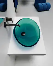 Раковина накладная ABBER KRISTALL 53,5х42,5х15 AT2812Aquamarin, овальная, бирюзовая