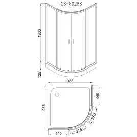 Душевой уголок Loranto 100х100х195, поддон 13 см, профиль сатин, CS-8025S
