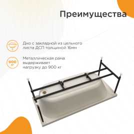 Акриловая ванна Radomir Виктория 180х70 (2-01-0-0-1-243Р), на каркасе, белая