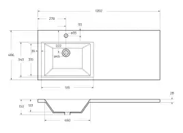 Раковина  BelBagno 120х48 L BB1200/480-LV-MR-L левая над стиральной машиной, из литьевого мрамора, Белая