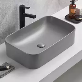 Раковина AVS Скарлет 61x31 серая матовая с донным клапаном