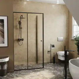 Душевой уголок WasserKRAFT Dill 61S 110х100 61S16 профиль Черный стекло Прозрачное