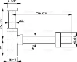 Сифон для раковины AlcaPlast A401 DESIGN 32 мм, цельнометаллический, квадратный, хром